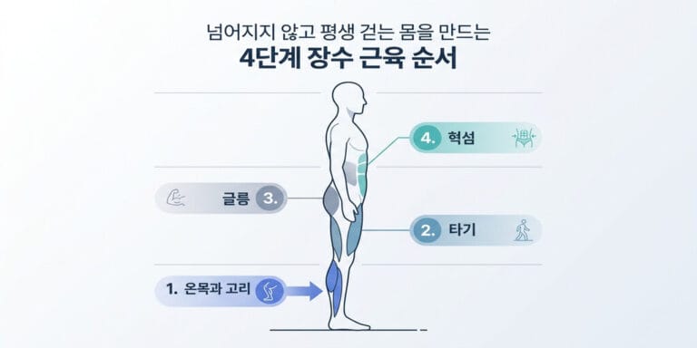 넘어지지 않고 평생 걷는 몸을 만드는 4단계 장수 근육 순서