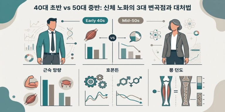 40대 초반 vs 50대 중반: 신체 노화의 3대 변곡점과 대처법