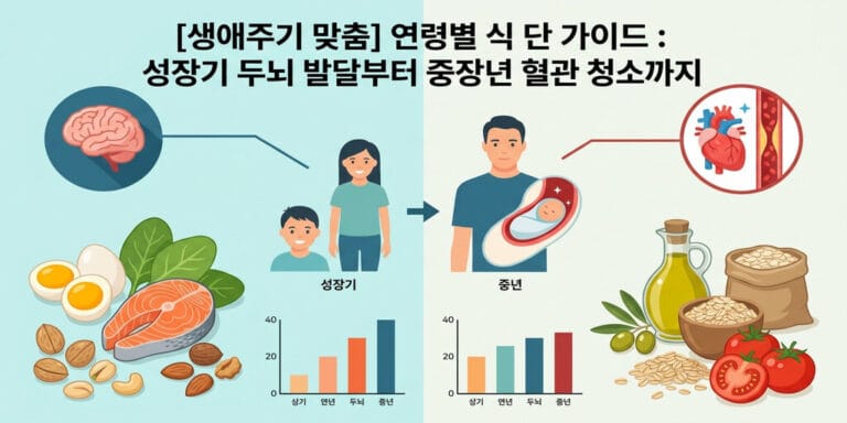 [생애주기 맞춤] 연령별 식단 가이드: 성장기 두뇌 발달부터 중장년 혈관 청소까지