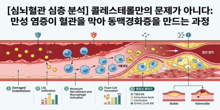 [심뇌혈관 심층 분석] 콜레스테롤만의 문제가 아니다: 만성 염증이 혈관을 막아 동맥경화증을 만드는 과정