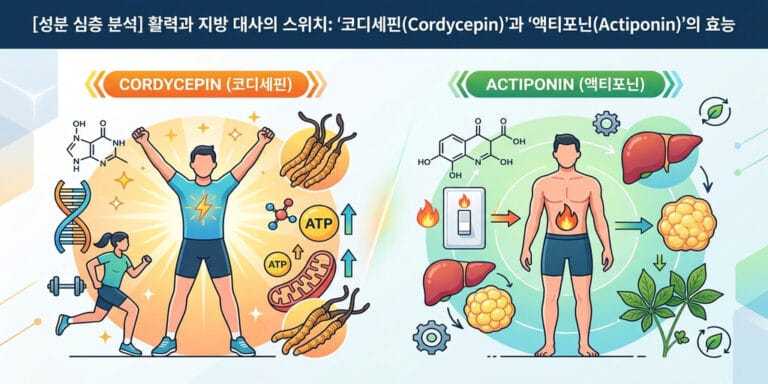 [성분 심층 분석] 활력과 지방 대사의 스위치: ‘코디세핀(Cordycepin)’과 ‘액티포닌(Actiponin)’의 효능
