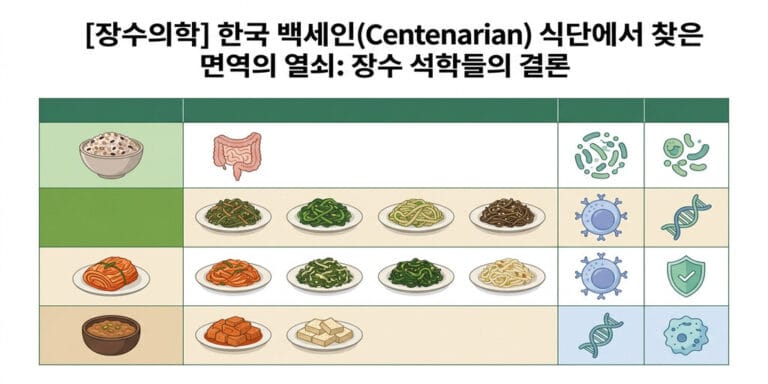 [장수 의학] 한국 백세인(Centenarian) 식단에서 찾은 면역의 열쇠: 장수 석학들의 결론