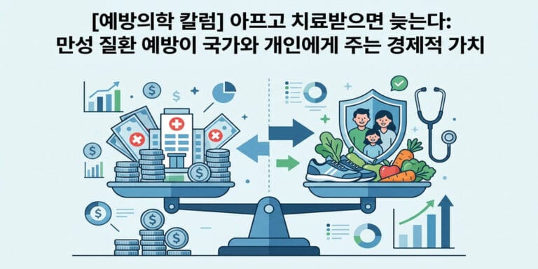 [예방의학 칼럼] 아프고 치료받으면 늦는다: 만성 질환 예방이 국가와 개인에게 주는 경제적 가치