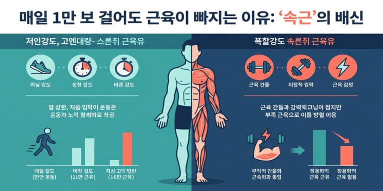 매일 1만 보 걸어도 근육이 빠지는 이유: ‘속근’의 배신